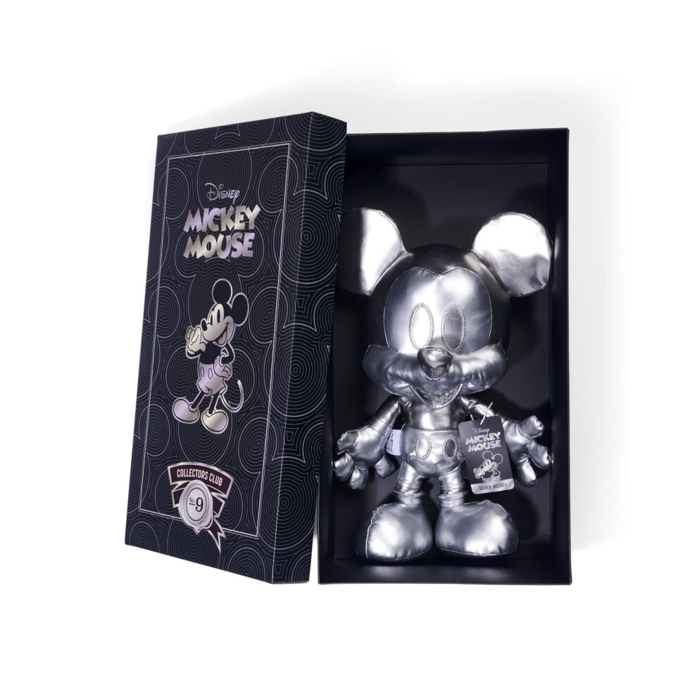 6315870308 Disney Silver Mickey Mouse - September Edition, Amazon Exclusive, 35 cm Plush Figure in Gift Box, Special, Limited Edition Collectible,