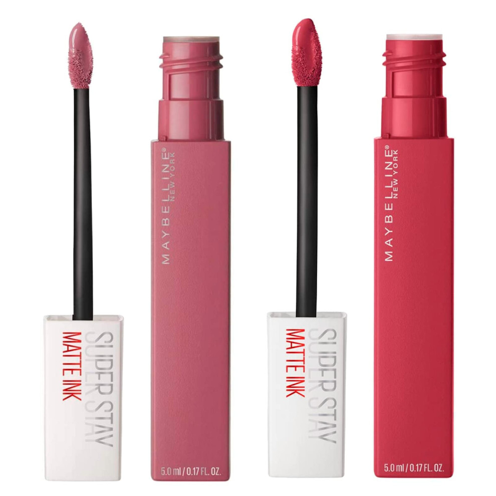 New York SuperStay Matte Ink Lip Tint Colour 15 Lover + SuperStay Matte Ink Lip Tint Colour 80 Ruler - 2 Lipsticks with Pointed Applicator