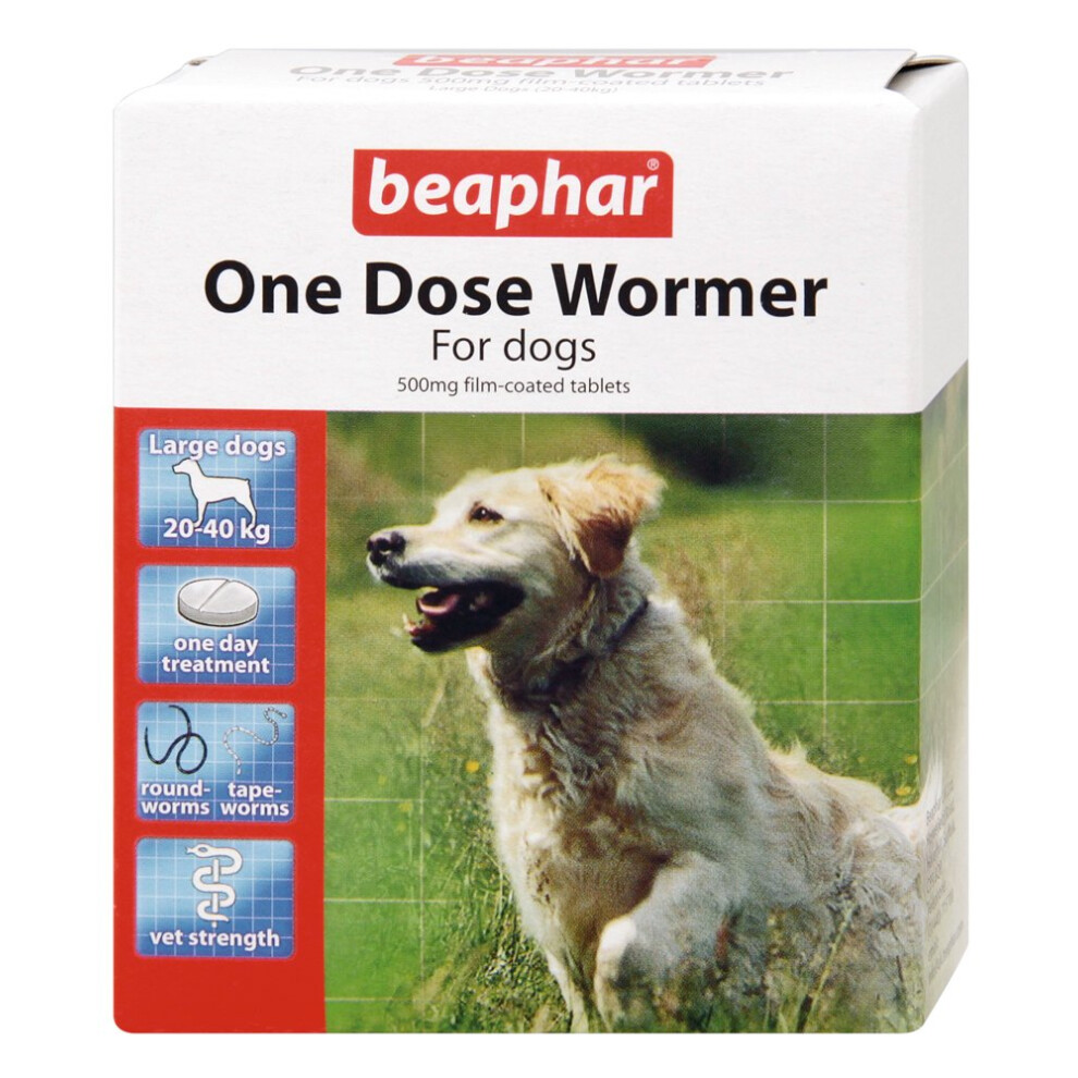 One Dose Wormer Large Dog Worming Tablets 4 Tablets