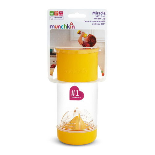 Munchkin Miracle 360 Fruit Infuser Sippy Cup, 14 oz/414 ml, Yellow 2