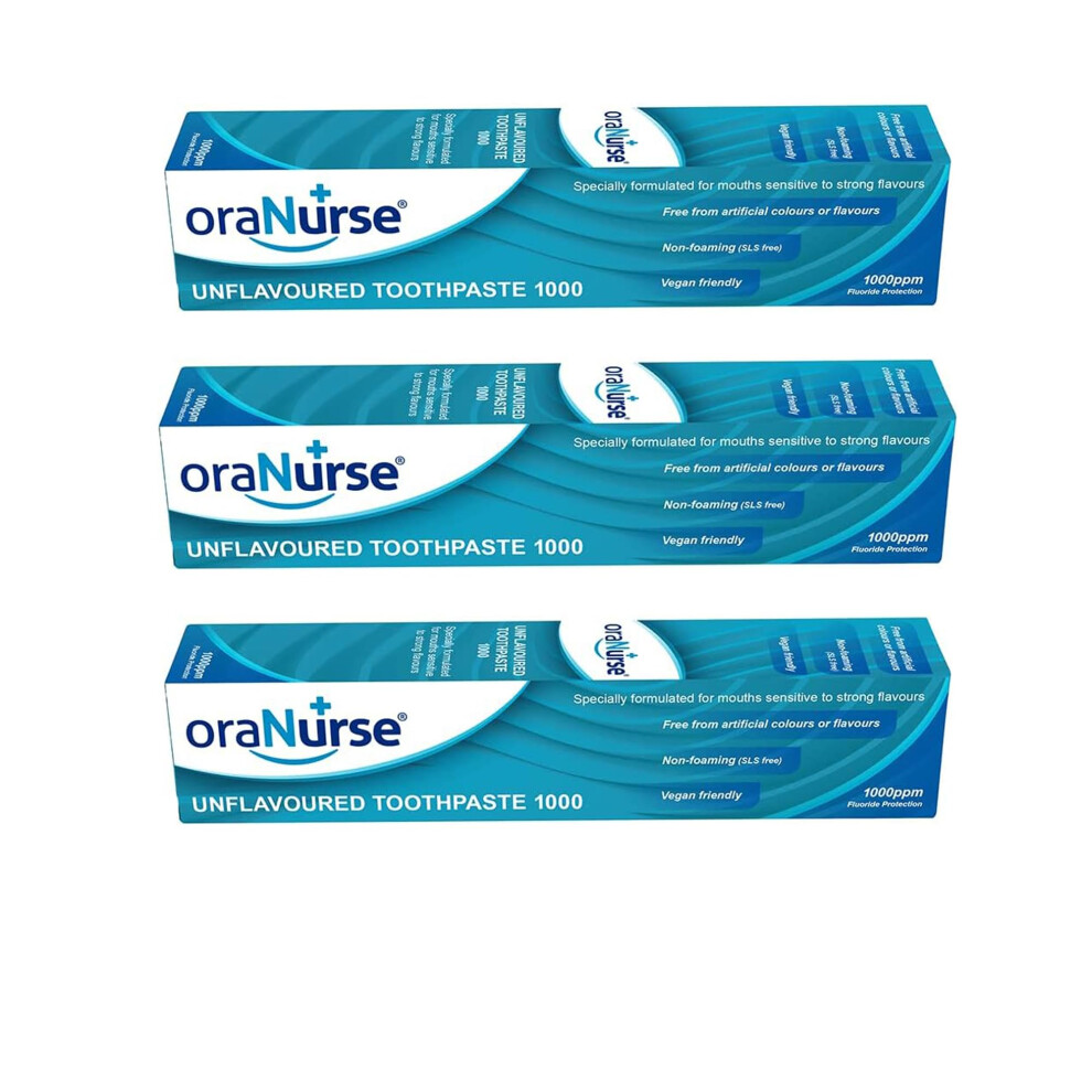 Unflavoured Toothpaste 3 Pack for Kids and Adults Non Flavoured Toothpaste with 1000ppm Fluoride for Sensitive Mouths | Non Foaming SLS Free Adults