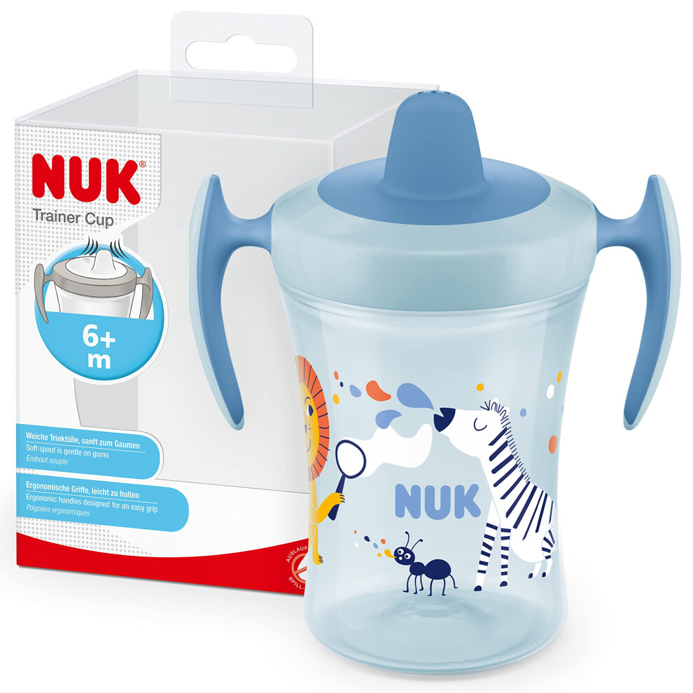 Trainer Cup Sippy Cup | Leak-Proof Soft Drinking Spout | 6+ Months | BPA-Free | 230ml | Blue Zebra