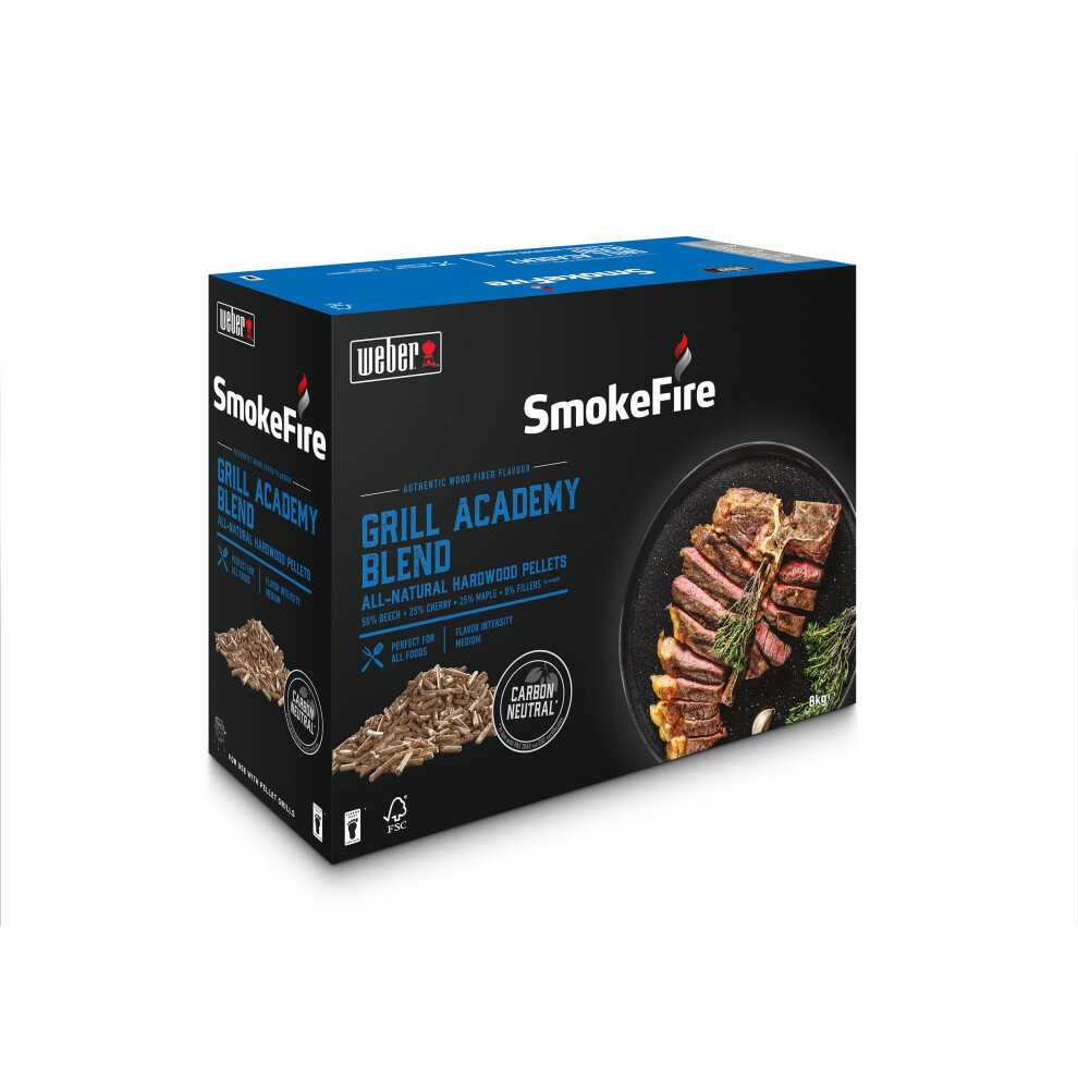 SmokeFire Hardwood Pellets | Grill Academy Blend | 8 kg Easy-Pour Box | BBQ & Wood Pellets Smoker Fuel | 100% Natural, Sustainable Wood for Barbeques