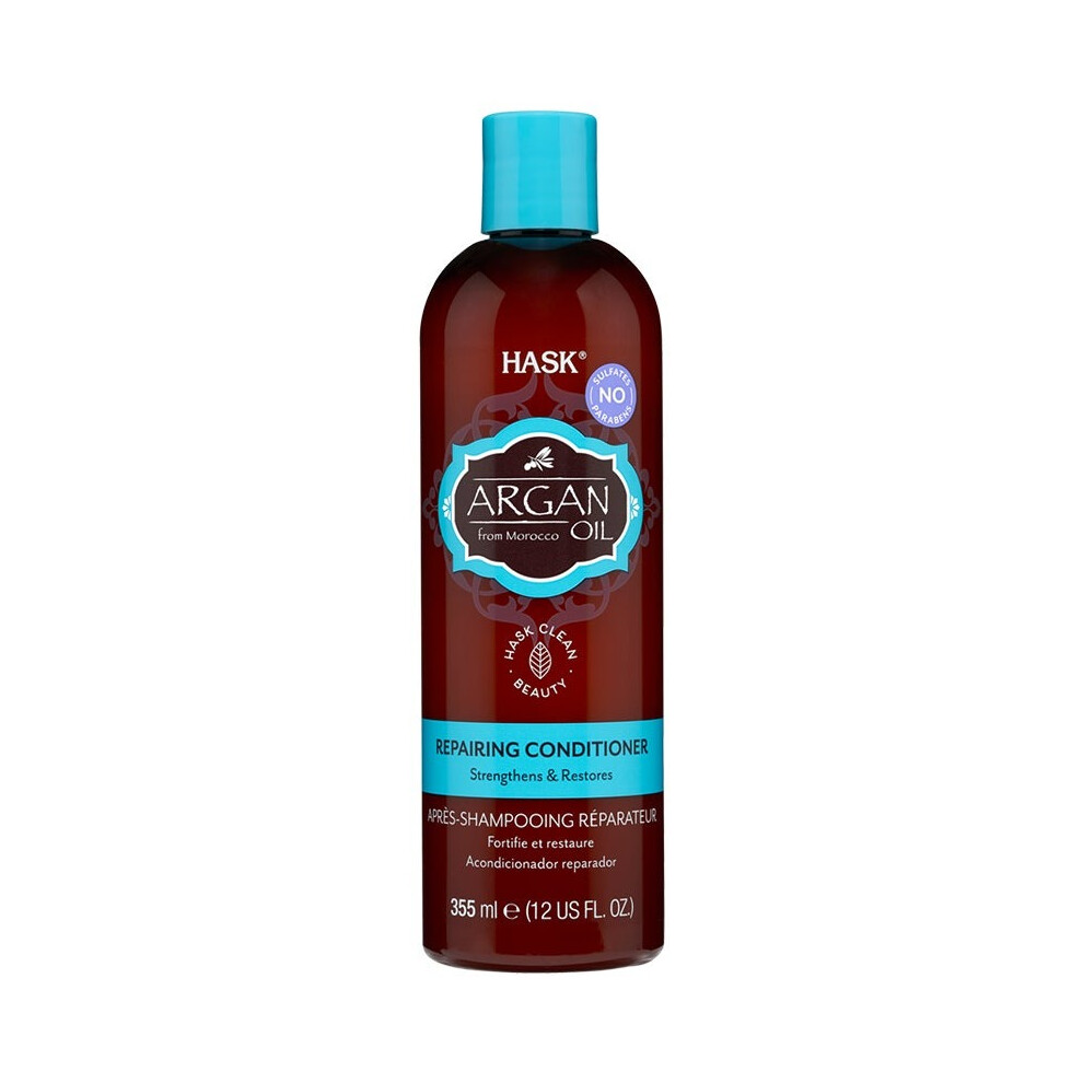 Hask Argan Oil Reparing Conditioner 355ml |Nourishing |Moisturizing |Restores Damaged Hair |Frizz Control & Smoothness |Sulfate-Free
