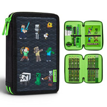 Children's Pencil Case with 2 Compartments and School Supplies