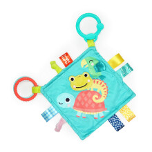 Fuzzy Feelies Soothing Plush Security Blanket with Taggies, Clips to Carriers and Strollers, Newborn and up