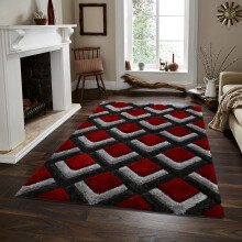 (Grey Red , 200 cm x 270cm) 3D Shaggy Rugs for Living Room Red Blue Mat
