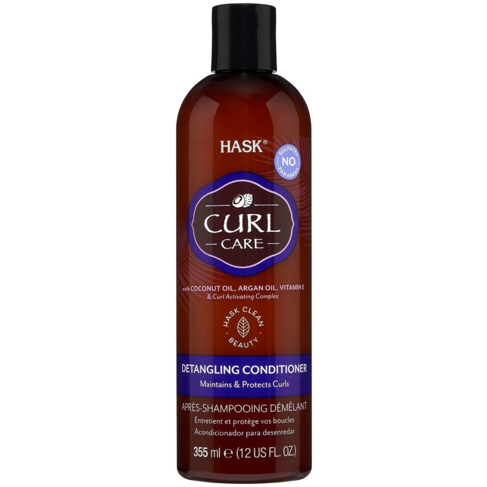 Hask Curl Care Detangling Conditioner 355ml |For Curly & Textured Hair |Hydrating |Frizz Control |Defines & Softens Curls |Sulfate-Free
