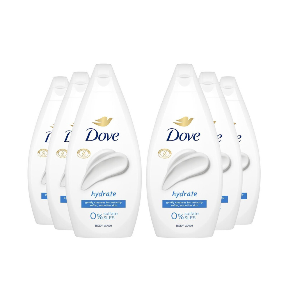 Dove Hydrate Body Wash, 6 x 450ml