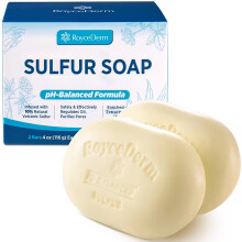 Roycederm Soufre Savon pour le support de l'acn   : barre de lavage du visage de soufre pour la peau sensible et les zones sujettes aux imperfectio