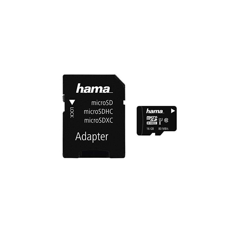 microSDHC 16GB Class 10 UHS-I 80MB/s + Adapter/Mobile