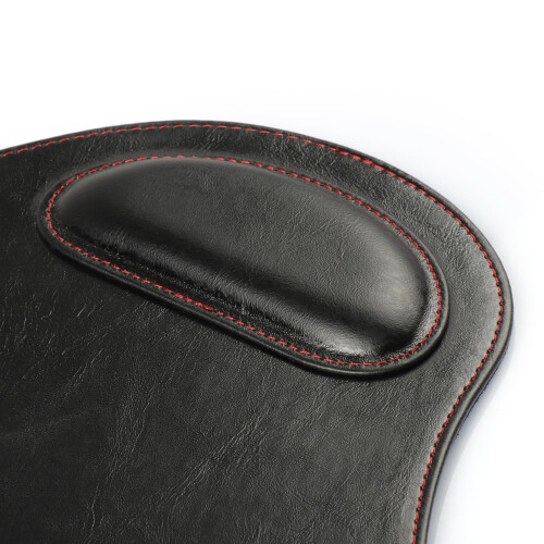 Leather Oval Mouse Pad with Wrist Rest (Black) 2