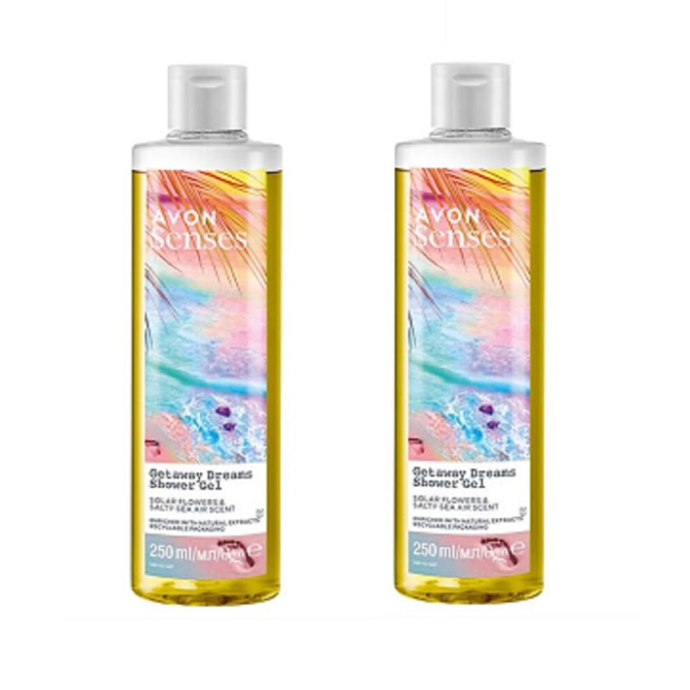 Pack of 2 Senses Getaway Dreams Shower Gel with the scent of salty sea air and solar flowers 2 x 250ml by Avon