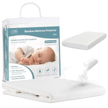 Baby Mattress Protector For 120 x 60cm Cot Bed Fitted Sheet - Waterproof, Noiseless, Hypoallergenic and Breathable Premium Bamboo Baby Mattress