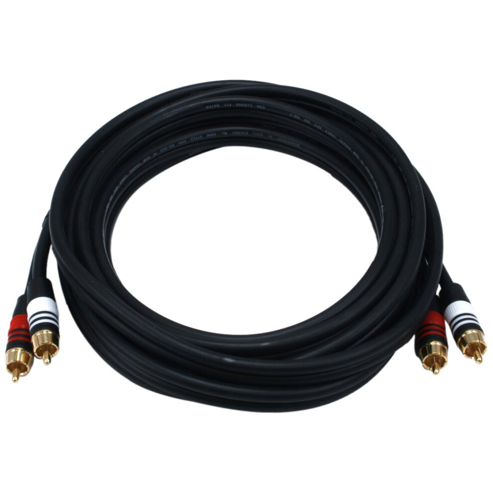 Photos - Cable (video, audio, USB) Monoprice Premium 2 RCA Plug/2 RCA Plug Cable - 4.57M - Black, M/M, 22AWG Conductor, Gold Plated Connectors (15ft)
