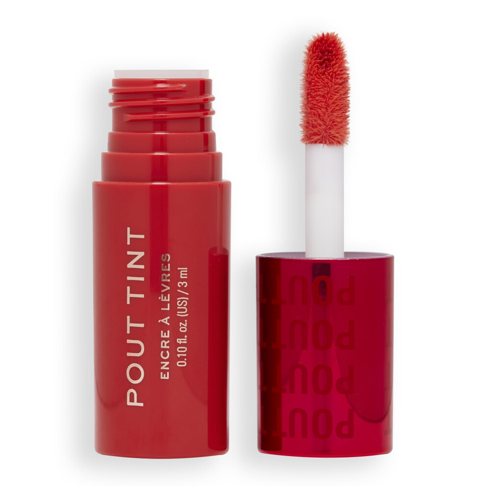 Makeup Revolution , Pout Tint, Lightweight Lip Tint, Buildable Colour, Hydrating Formula With Gloss To Stain Finish, Sweetie Coral, 3Ml