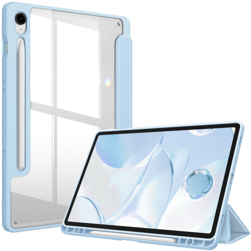 Hybrid Case for Samsung Galaxy Tab S9 FE 10.9 Inch/Tab S9 11 Inch 2023 Tablet with Pen Holder - Shockproof Protective Case with Transparent Hard Shell