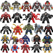 (A024) 28 Style Anime Figure Wolverine The Thing Spide Building Blocks Rman Thor Toys For Children Boy Girls Christmas Gift