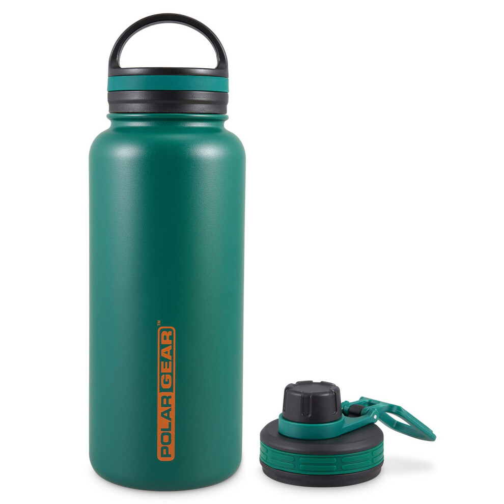 1 Litre Water Bottle with 2 Lids- Vacuum Insulated, Double Wall, Leakproof Stainless Steel Metal Water Bottle - 12H Hot, 24H Cold Water Bottle 1l for