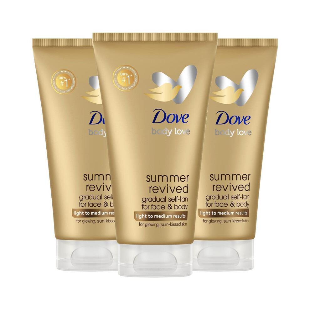 3 Packs of Dove Derma Spa Summer Revived Fair to Medium Face Cream with Cell Moisturisers 75ml