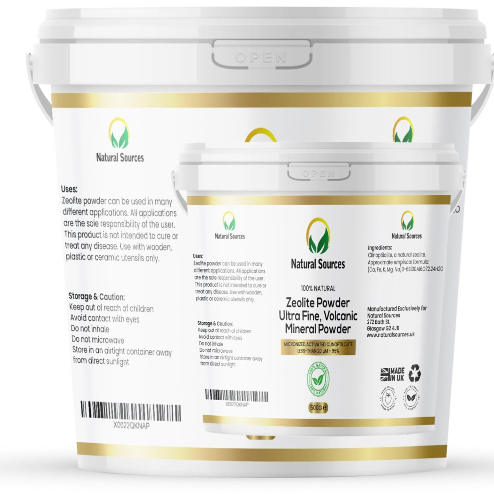 Natural Sources Zeolite Powder By 500G >97% High Purity-Ultra Fine, Less Than Âµm 20-3X Active Clinoptilolite - Tamper Proof Packaging - Zeolite