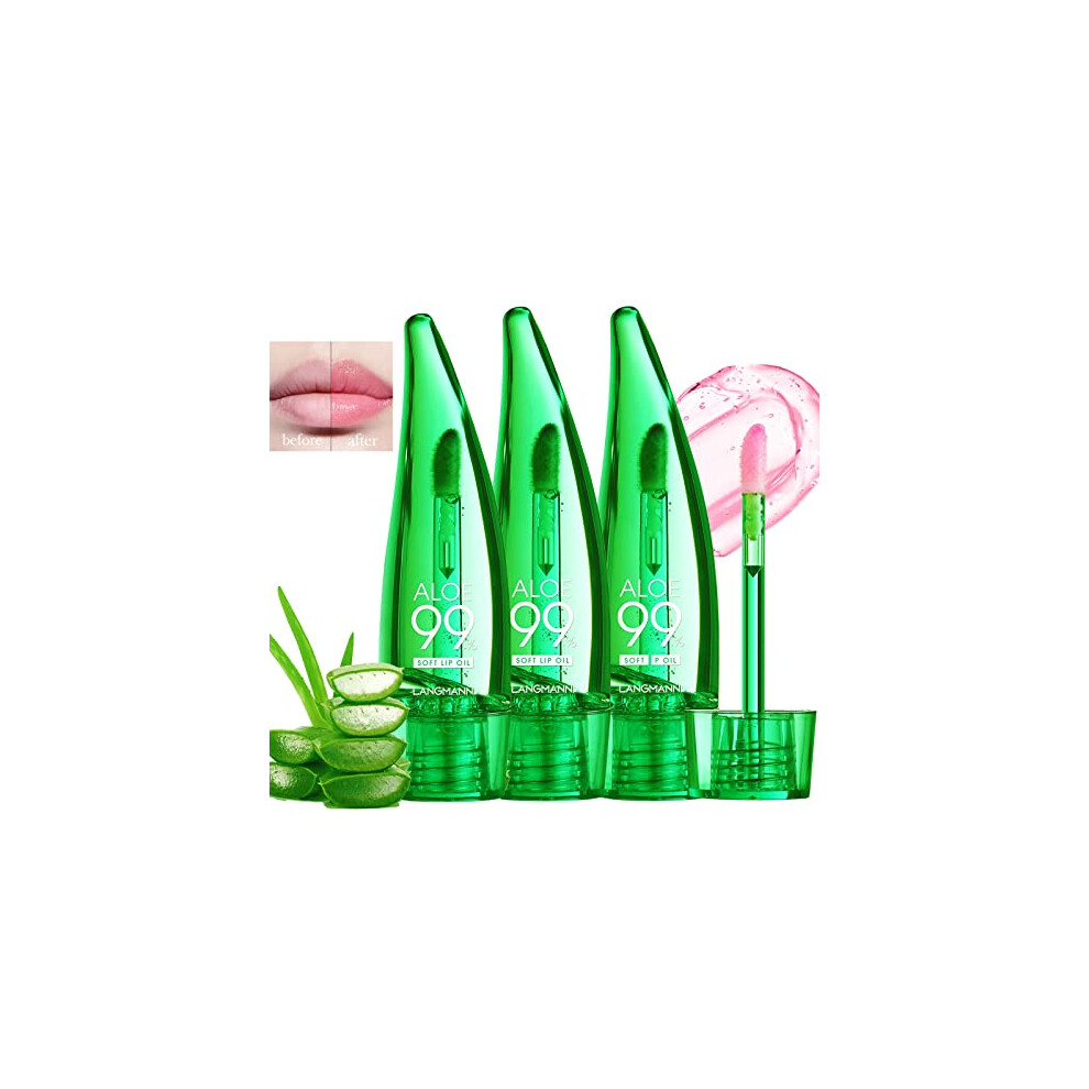 Mrettick 3Pcs Aloe Vera Lip Gloss, Long Lasting Nutritious Lip Balm Moisturizing Aloe Vera Lip Oil For Lip Treatment And Dry Lips, Color Changing Lipstick