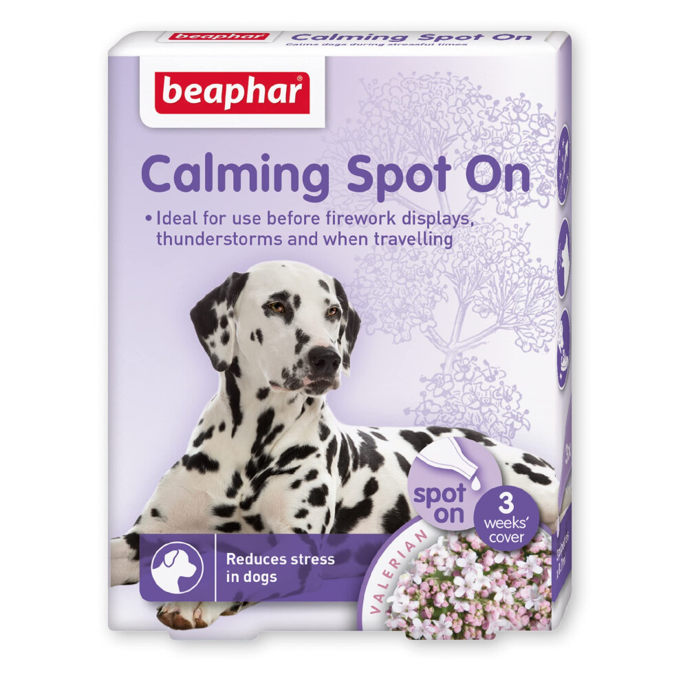 - Herbal Calming Spot-On for Dogs - Contains Natural Herb Valerian - Promotes Calming During Fireworks, Thunderstorms, Travel & Stressful Situations -