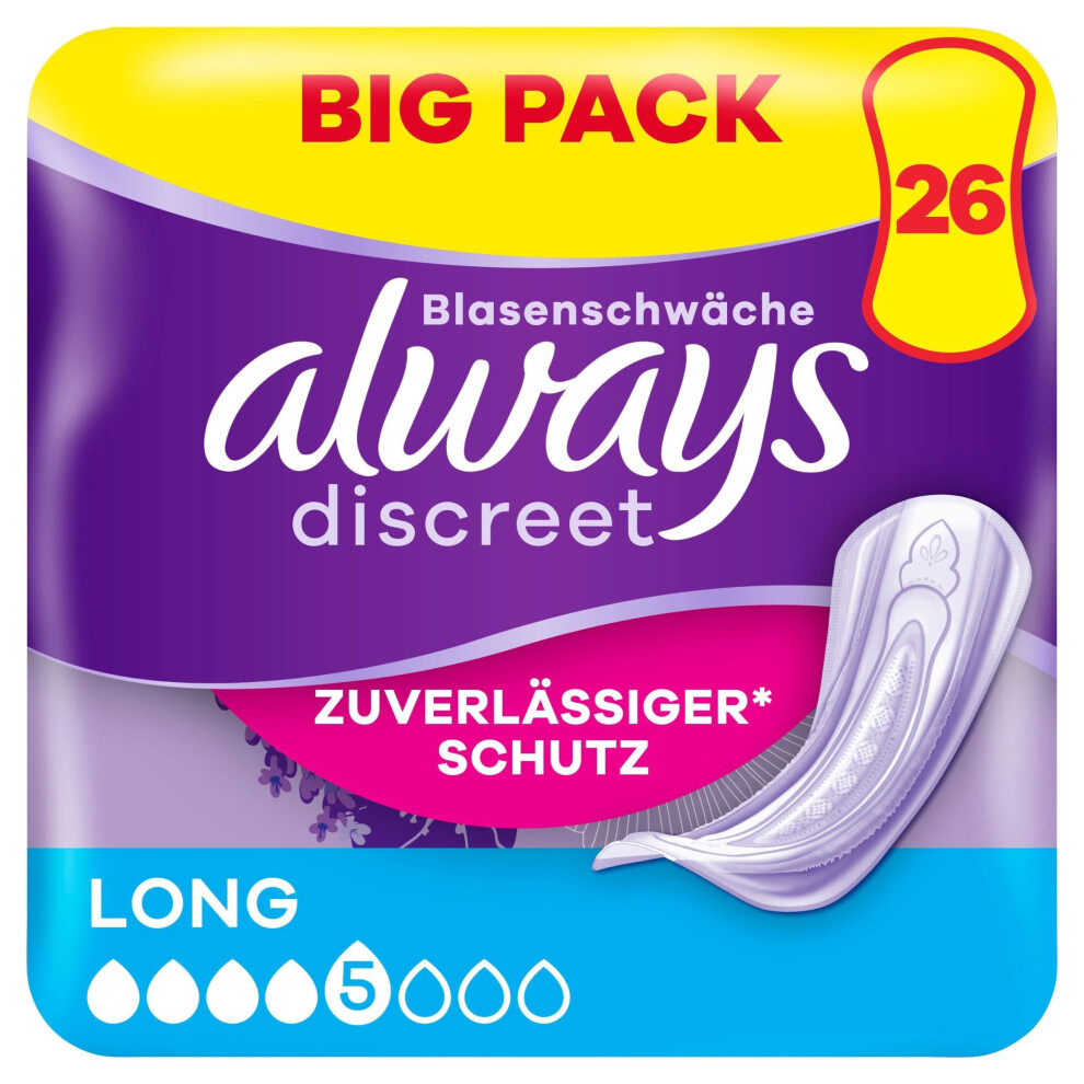 Discreet Incontinence Pads for Women Long Pack of 26