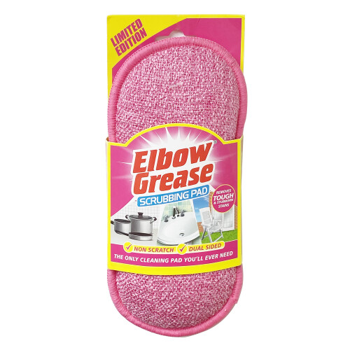 Elbow GreasePink Scrubbing Pad, Dual Sided Sponge, Washable, Reusable, Non-Scratch