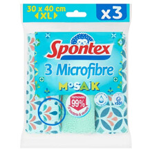 3 Mosaik Microfibre Cloths, 40 x 30 cm Cleaning Cloths