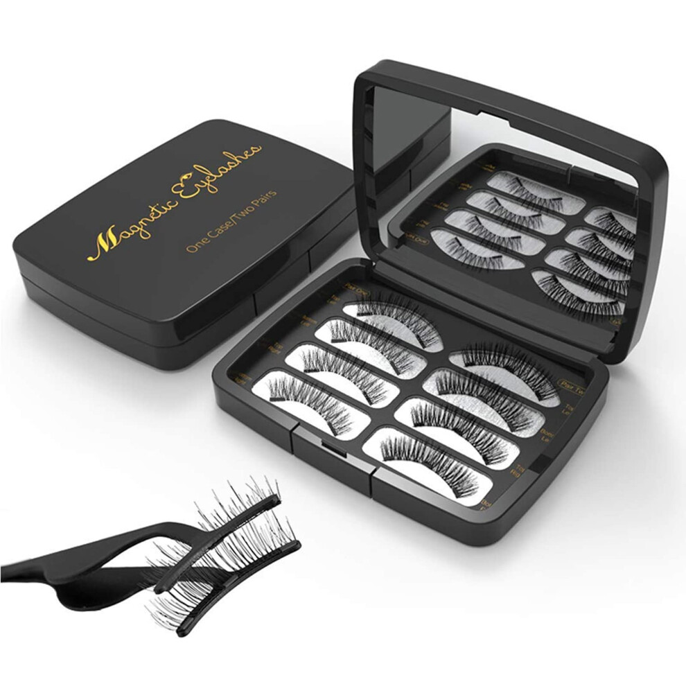 Magnetic Eyelashes,Reusable Magnetic False Eyelashes 3D 3 Magnets Extension Soft individual False Eyelashes No Glue With Tweezers for Women Makeup