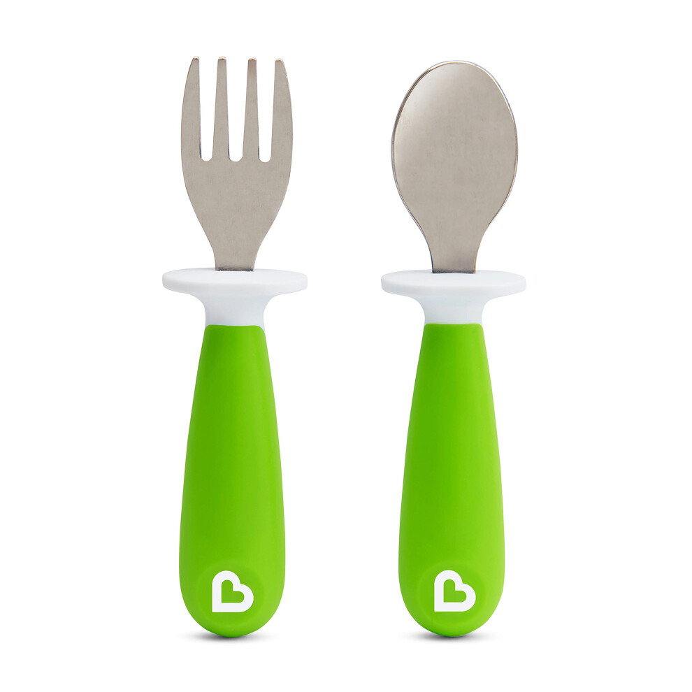 Raise Toddler Fork and Spoon Set, 1 Pack (1 Spoon and 1 Fork), Green