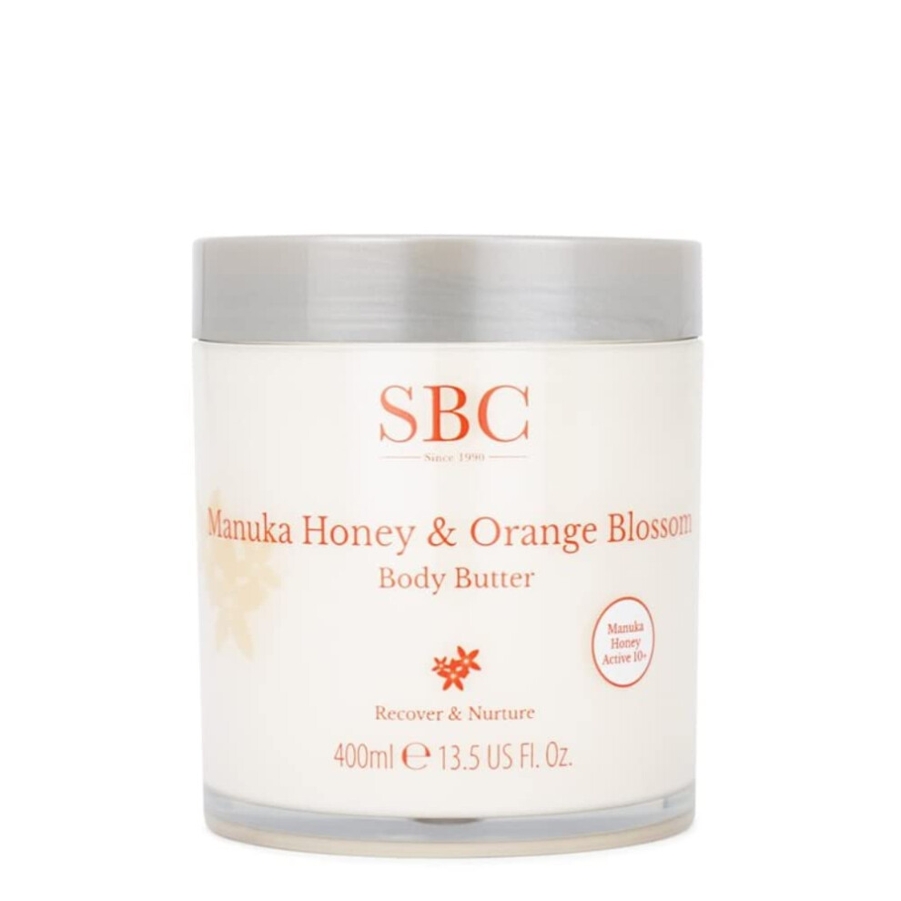 Sbc Skincare Orange/Cream Manuka Honey & Blossom Body Butter - 400Ml | Shea Butter And Propolis Body Lotion | Moisturising Body For Dry And Sensitive Skin
