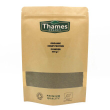 Organic Hemp Protein Powder 500g, Certified Organic, Non-GMO, Vegan, No Additives, No Preservatives, Resealable Bag by Thames Organic 500g