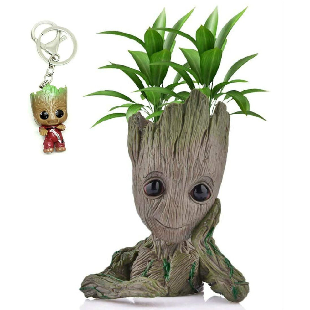 Groot Plant Pot Flowerpot Baby Groot Figures Cute Model, Succulent Planter Cute Green Plants Flower Pot with Hole Groot Pen Holder for Desktop