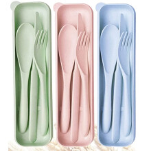 Travel Cutlery Set with Case, 3 Pack Plastic Cutlery Set Reusable Plastic Forks Spoon Tableware, Portable Camping Cutlery Set for Adult Travel Picnic