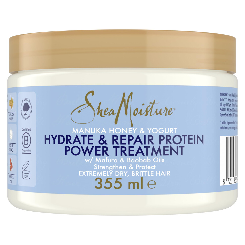 SheaMoisture Manuka Honey & Yoghurt Hydrate & Repair Protein Power Hair Mask Treatment sulphate & silicone free for extremely dry, brittle curly hair
