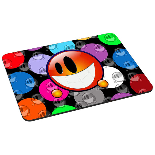 Neoprene Orange Smiley Design Mouse Mat