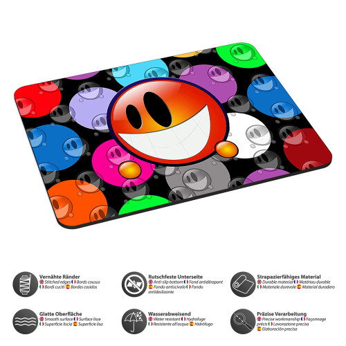Neoprene Orange Smiley Design Mouse Mat 2