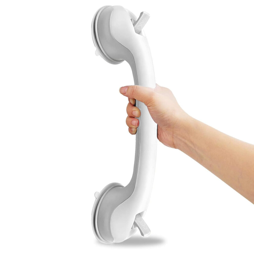 Suction Grab Bar Rail -15.8 Inch Bathroom Support Handle - Safety Hand Rail Support with Suction Cup Fitting for Tub, Handicap, Elderly, Injury, Kid