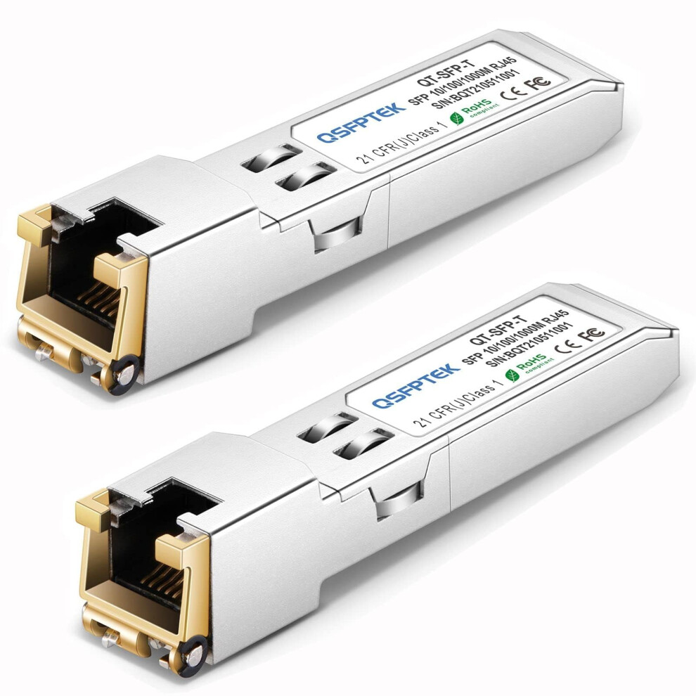 2Pack Gigabit 1G Sfp-T Rj45 Copper Module, 10/100/1000Base-T Sfp To Rj45 Module 1G Sfp-T Mini-Gbic Transceiver For Cisco Glc-T/Glc-Te/Sfp-Ge-T, 774034059845