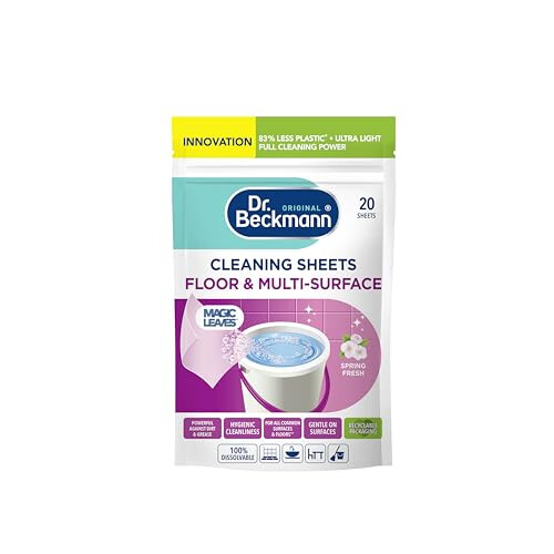 Dr Beckmann Floor & Multi-Surface Cleaning Sheets |Powerful Against Dirt & Grease | Fast Drying | Gentle on Surface | Spring Fresh | 20 Sheets