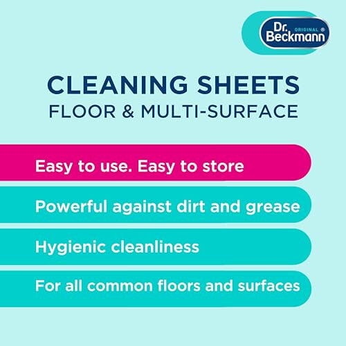 Dr Beckmann Floor & Multi-Surface Cleaning Sheets |Powerful Against Dirt & Grease | Fast Drying | Gentle on Surface | Spring Fresh | 20 Sheets 2