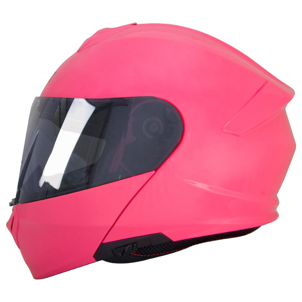 (Pink + Smoke Visor, XS) ZORAX SAFARI Flip UP Modular Inner Visor DVS Motorbike Motorcycle Helmet-image-OPC-PFSQBCY-NEW