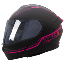 (Pink / Black + Smoke Visor, M) ZORAX SAFARI Flip UP Modular Inner Visor DVS Motorbike Motorcycle Helmet