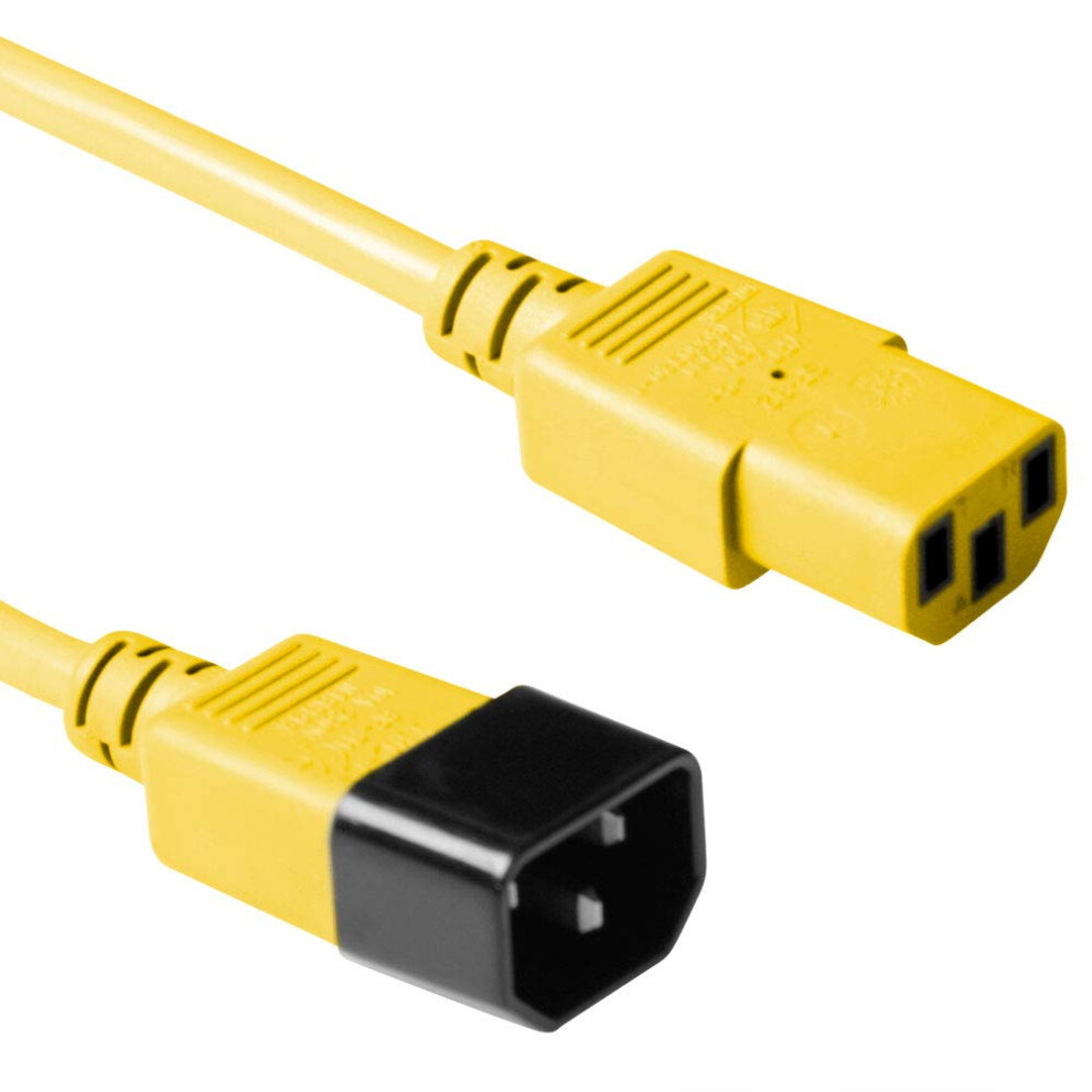 Power Cable 0.6m, C13 to C14 Extension Cable for Cold Devices, IEC Male to Female 3 Pin Power Cable- AK5116 Yellow