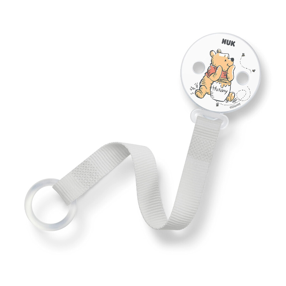 Disney Winnie The Pooh Dummy Band & Clip | for All Soothers with and Without Ring | Resilient and Shatter-Proof | 1 Count