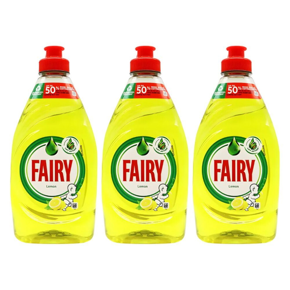 Fairy Washing Up Liquid Lemon, 320Ml - Powerful Grease-Cutting Dish Soap With A Zesty Lemon Scent For Sparkling Clean Dishes (3)