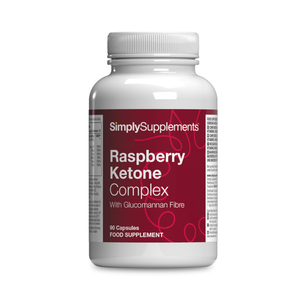 Simply Supplements Raspberry Ketones Complex With Glucomannan, Zinc & Chromium | 90 Capsules | Made & Tested In The Uk