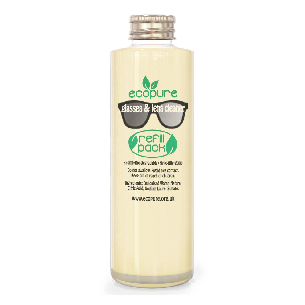 Ecopure Glasses & Lens Cleaning Fluid Refill - (250Ml): Alcohol Free. For Eco Reading Glasses, Sunglasses And Lenses. Top Up Your Spectacle Cleaner Spray And